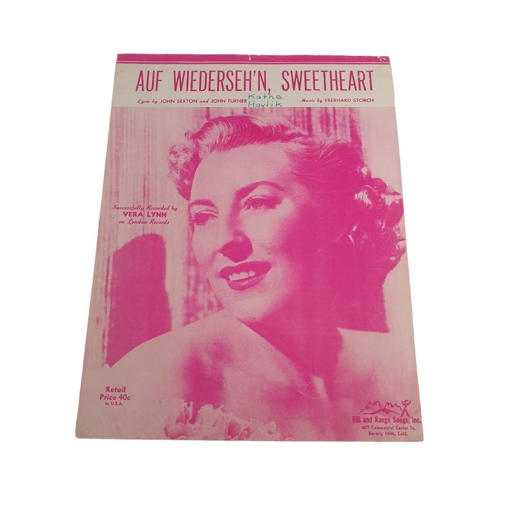 Vintage Sheet Music Auf Wiederseh'n Sweetheart 1952  Piano Voice Easy Listening